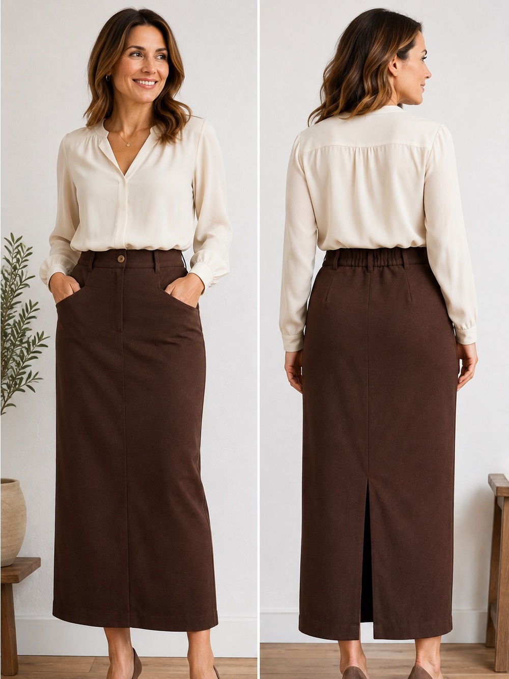 TanJay Deep Burgundy Long Straight Skirt Size 12 NWT
